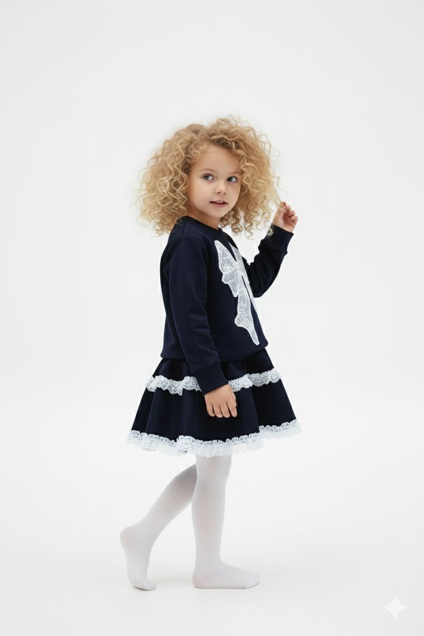 Bow Frill Dress w/ Tights
