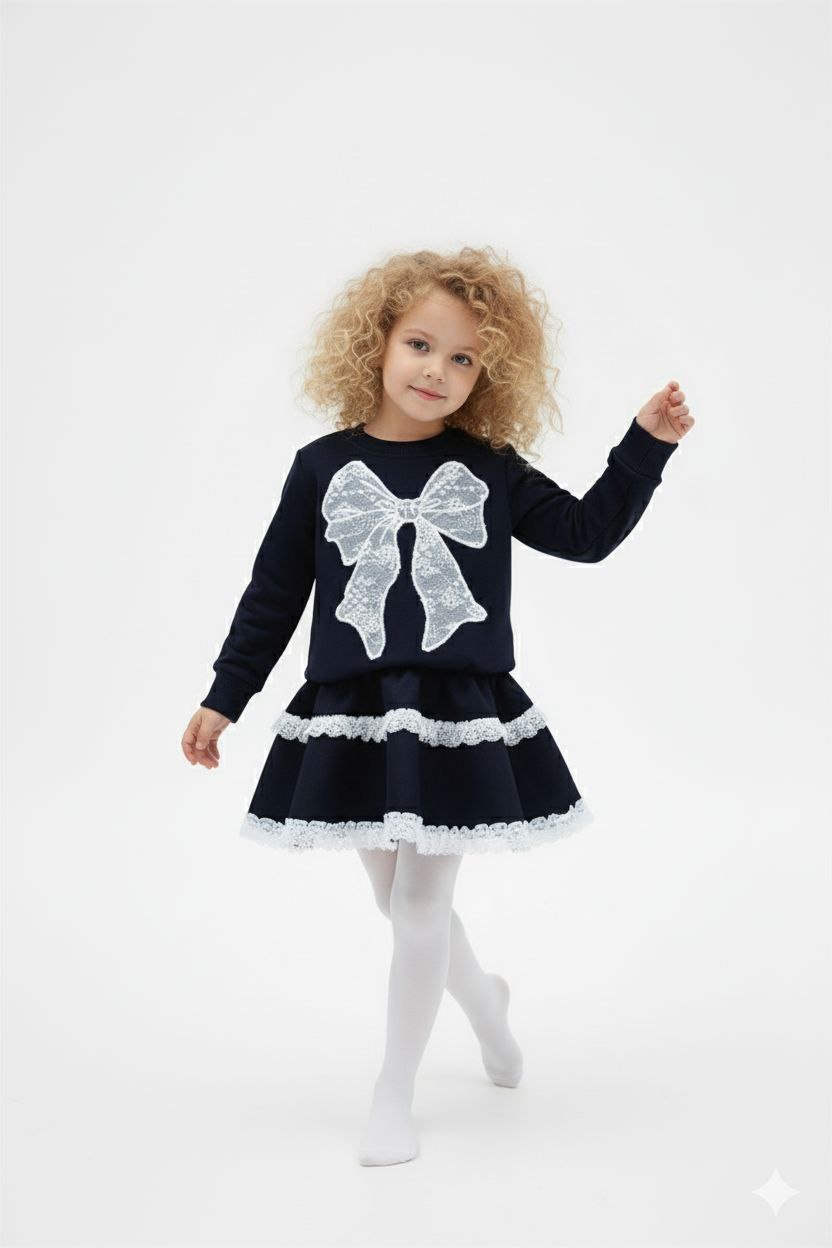Bow Frill Dress w/ Tights